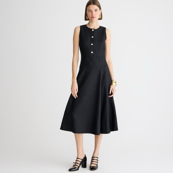 J. Crew Dresses & Skirts - J. Crew Sleeveless midi dress in stretch linen blend BY796 00 Black